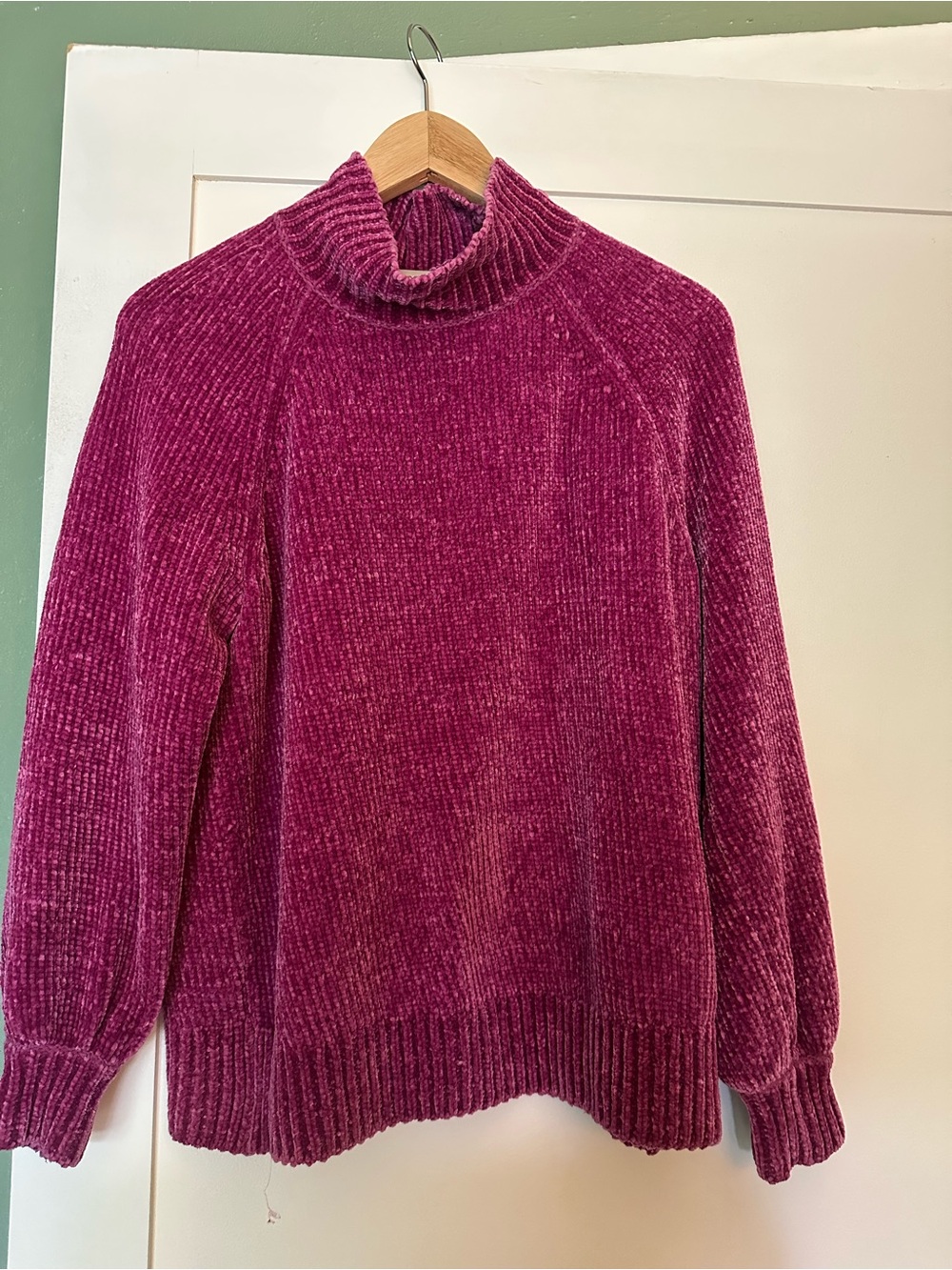 LOFT Plush Chenille Turtleneck Sweater - Magenta